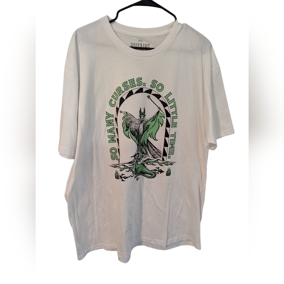 Disney Tops - Disney Villains,White and Green Graphic T-Shirt,So Many Cursed So Little time